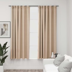 vidaXL Verdunkelungsvorhänge Haken Leinenoptik 2 Stk. Beige 140x175 cm