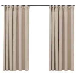 vidaXL Verdunkelungsvorhänge Haken Leinenoptik 2 Stk. Beige 140x175 cm