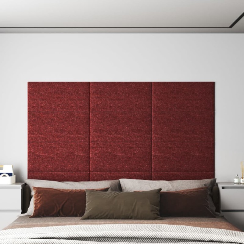 Wandpaneele 12 Stk. Weinrot 60x30 cm Stoff 2,16 m² Wandpaneele 12 Stk. Weinrot 60x30 cm Stoff 2,16 m²