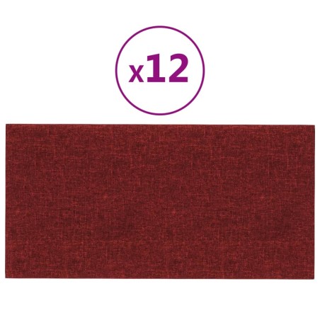 Wandpaneele 12 Stk. Weinrot 60x30 cm Stoff 2,16 m²