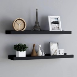 vidaXL Bilderleisten 2 Stk. Schwarz 80x9x3 cm MDF