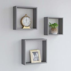 vidaXL Würfelregale 3 Stk. Grau MDF