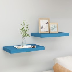vidaXL Schweberegale 2 Stk. Blau 50x23x3,8 cm MDF