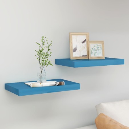 vidaXL Schweberegale 2 Stk. Blau 50x23x3,8 cm MDF