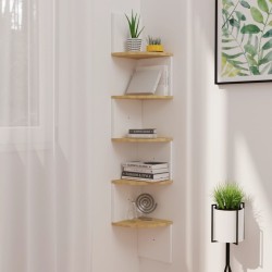 vidaXL Wand-Eckregal Weiß und Sonoma-Eiche 19x19x123 cm Holzwerkstoff