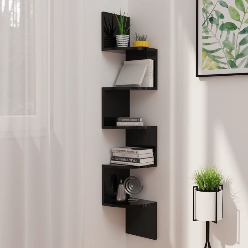 vidaXL Wand-Eckregal Hochglanz-Schwarz 19x19x123 cm Holzwerkstoff vidaXL Wand-Eckregal Hochglanz-Schwarz 19x19x123 cm Holzwerkstoff