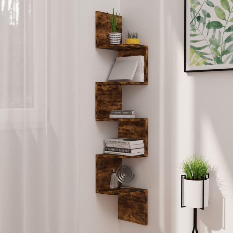 vidaXL Wand-Eckregal Räuchereiche 19x19x123 cm Holzwerkstoff vidaXL Wand-Eckregal Räuchereiche 19x19x123 cm Holzwerkstoff