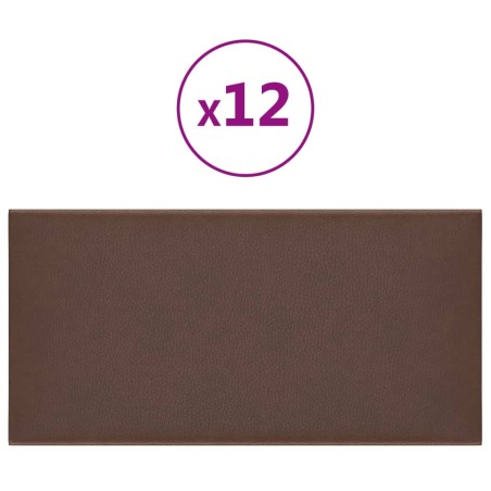 vidaXL Wandpaneele 12 Stk. Braun 30x15 cm Kunstleder 0,54 m²