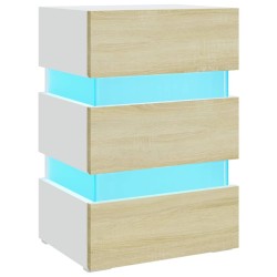 vidaXL LED-Nachttisch Weiß und Sonoma-Eiche 45x35x67 cm Holzwerkstoff
