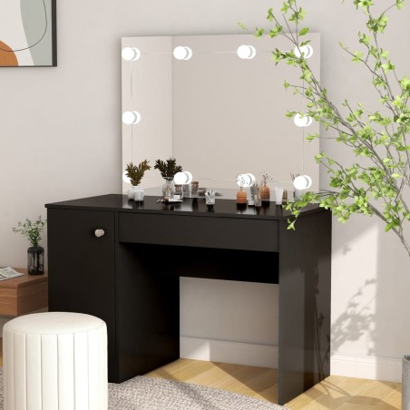 vidaXL Schminktisch mit LED-Beleuchtung 110x55x145 cm MDF Schwarz