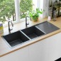 vidaXL Handgefertigte Küchenspüle Schwarz Edelstahl vidaXL Handgefertigte Küchenspüle Schwarz Edelstahl