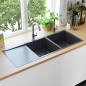 vidaXL Handgefertigte Küchenspüle Schwarz Edelstahl vidaXL Handgefertigte Küchenspüle Schwarz Edelstahl