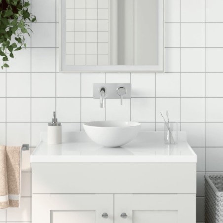 vidaXL Waschbecken Keramik Mattweiß Rund 