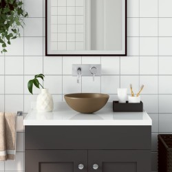 vidaXL Waschbecken Keramik Mattcreme Rund 