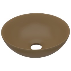 vidaXL Waschbecken Keramik Mattcreme Rund 