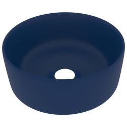 vidaXL Luxuriöses Waschbecken Rund Matt Dunkelblau 40x15 cm Keramik
