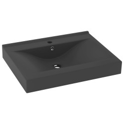 vidaXL Luxus-Waschbecken mit Hahnloch Matt-Dunkelgrau 60x46 cm Keramik