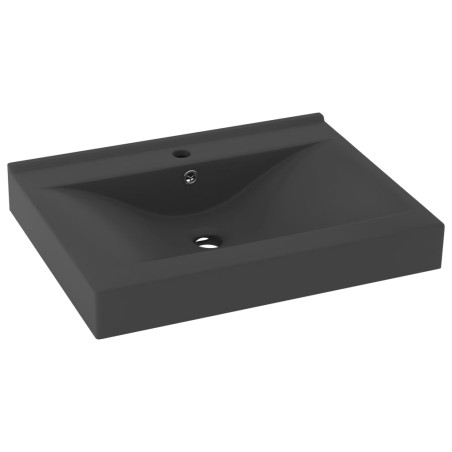 vidaXL Luxus-Waschbecken mit Hahnloch Matt-Dunkelgrau 60x46 cm Keramik