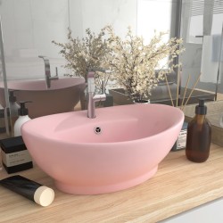 vidaXL Luxus-Waschbecken Überlauf Oval Matt-Rosa 58,5x39 cm Keramik   