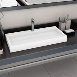 vidaXL Waschbecken 100 x 46 x 11 cm Mineralguss/Marmorguss Weiß