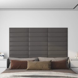 Wandpaneele 12 Stk. Grau 60x15 cm Kunstleder 1,08 m²
