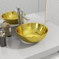 vidaXL Waschbecken 28 x 10 cm Keramik Golden vidaXL Waschbecken 28 x 10 cm Keramik Golden