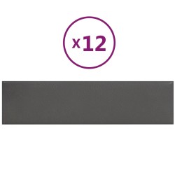 Wandpaneele 12 Stk. Grau 60x15 cm Kunstleder 1,08 m²