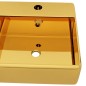 vidaXL Waschbecken mit Überlauf 41 x 41 x 15 cm Keramik Golden vidaXL Waschbecken mit Überlauf 41 x 41 x 15 cm Keramik Golden