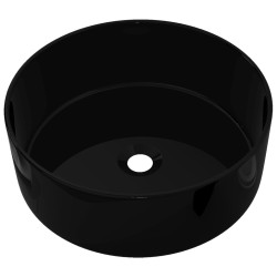 vidaXL Waschbecken Keramik Rund Schwarz 40 x 15 cm