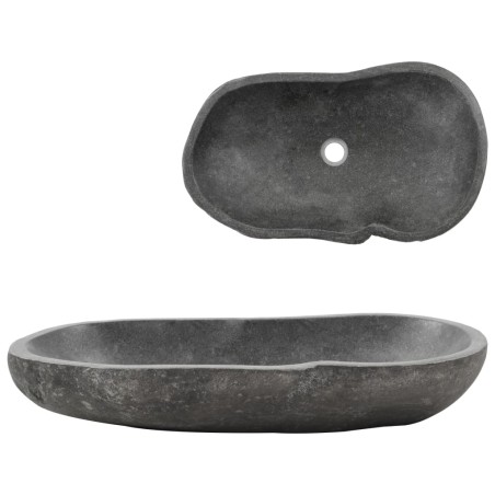 vidaXL Waschbecken Flussstein Oval 60-70 cm