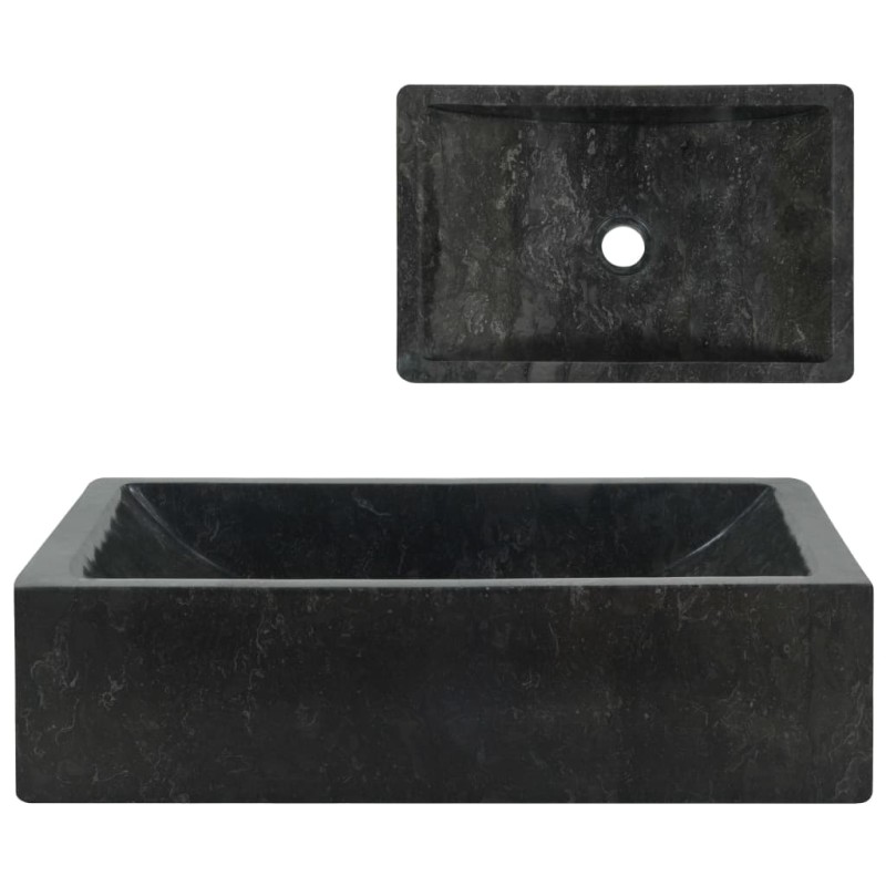 vidaXL Waschbecken 45x30x12 cm Marmor Hochglanz-Schwarz vidaXL Waschbecken 45x30x12 cm Marmor Hochglanz-Schwarz