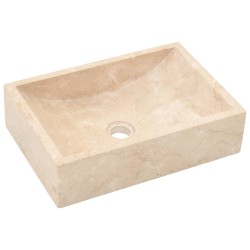 vidaXL Waschbecken 45x30x12 cm Marmor Hochglanz-Creme