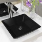 vidaXL Waschbecken Keramik Quadratisch Schwarz 41,5 x 41,5 x 12 cm vidaXL Waschbecken Keramik Quadratisch Schwarz 41,5 x 41,5 x 12 cm