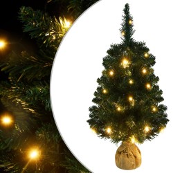 vidaXL Künstlicher Weihnachtsbaum mit Ständer und LEDs Grün 90 cm PVC
