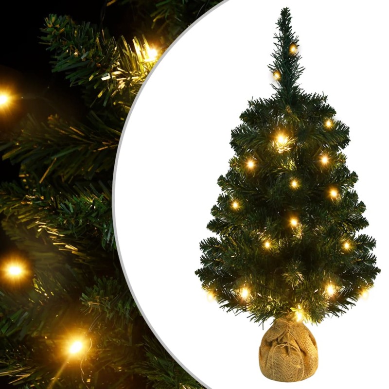 vidaXL Künstlicher Weihnachtsbaum mit Ständer und LEDs Grün 90 cm PVC vidaXL Künstlicher Weihnachtsbaum mit Ständer und LEDs Grün 90 cm PVC