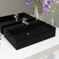 vidaXL Waschbecken mit Hahnloch Keramik Schwarz 60,5 x 42,5 x 14,5 cm vidaXL Waschbecken mit Hahnloch Keramik Schwarz 60,5 x 42,5 x 14,5 cm
