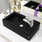 vidaXL Waschbecken Rechteckig + Hahnloch Keramik Schwarz 46x25,5x12 cm vidaXL Waschbecken Rechteckig + Hahnloch Keramik Schwarz 46x25,5x12 cm