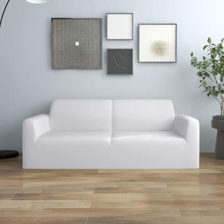 vidaXL Stretch Sofahusse 2-Sitzer Weiß Polyester-Jersey  