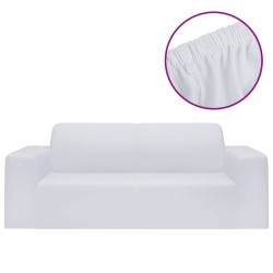 vidaXL Stretch Sofahusse 2-Sitzer Weiß Polyester-Jersey  