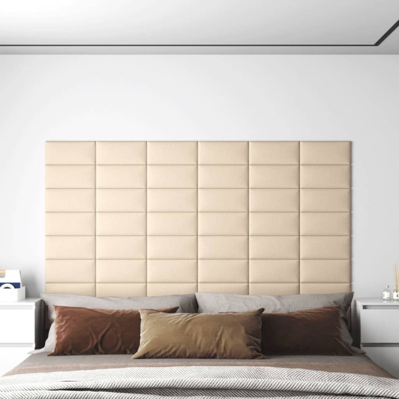 Wandpaneele 12 Stk. Creme 30x15 cm Stoff 0,54 m² Wandpaneele 12 Stk. Creme 30x15 cm Stoff 0,54 m²