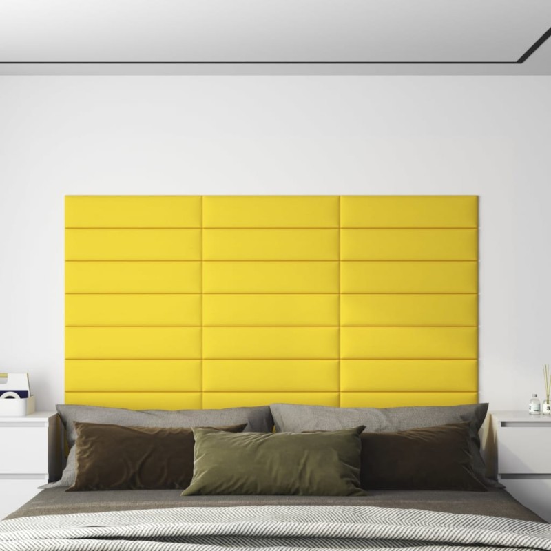 vidaXL Wandpaneele 12 Stk. Hellgelb 60x15 cm Stoff 1,08 m² vidaXL Wandpaneele 12 Stk. Hellgelb 60x15 cm Stoff 1,08 m²