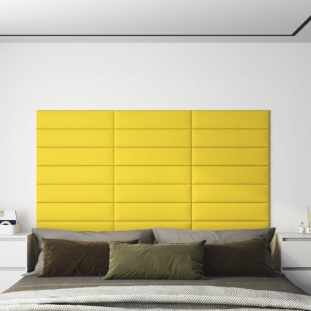 vidaXL Wandpaneele 12 Stk. Hellgelb 60x15 cm Stoff 1,08 m²