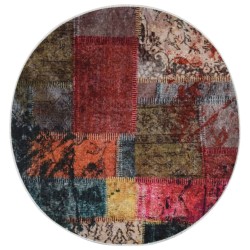 vidaXL Teppich Waschbar Patchwork Mehrfarbig φ120 cm Rutschfest