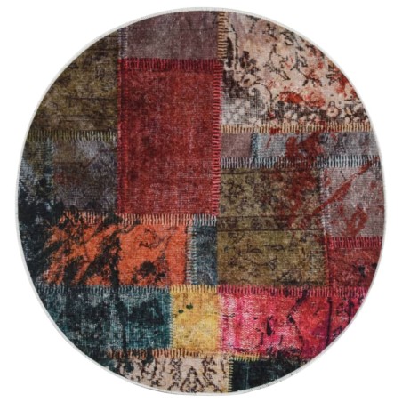 vidaXL Teppich Waschbar Patchwork Mehrfarbig φ120 cm Rutschfest