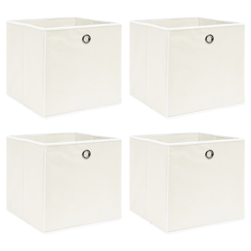 vidaXL Aufbewahrungsboxen 4 Stk. Weiß 32x32x32 cm Stoff vidaXL Aufbewahrungsboxen 4 Stk. Weiß 32x32x32 cm Stoff
