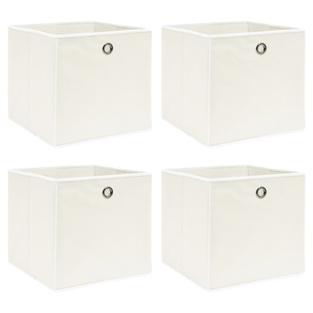 vidaXL Aufbewahrungsboxen 4 Stk. Weiß 32x32x32 cm Stoff