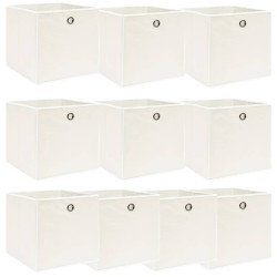 vidaXL Aufbewahrungsboxen 10 Stk. Weiß 32x32x32 cm Stoff