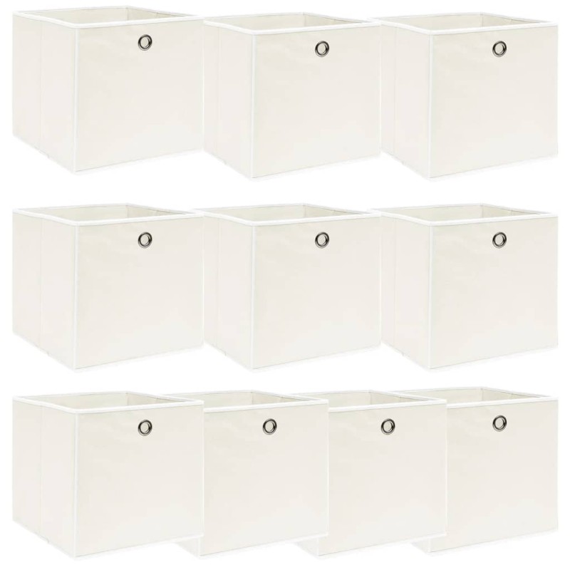 vidaXL Aufbewahrungsboxen 10 Stk. Weiß 32x32x32 cm Stoff vidaXL Aufbewahrungsboxen 10 Stk. Weiß 32x32x32 cm Stoff