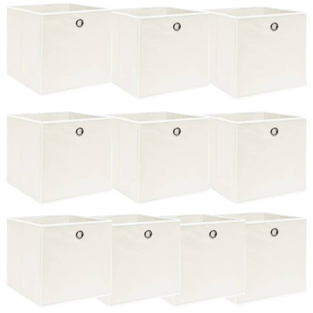 vidaXL Aufbewahrungsboxen 10 Stk. Weiß 32x32x32 cm Stoff