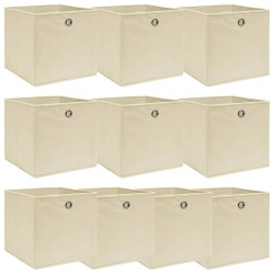 vidaXL Aufbewahrungsboxen 10 Stk. Creme 32x32x32 cm Stoff